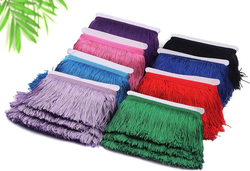 YYCRAFT 10 Yards 4 Inch Wide Tassel Curtain Fringe Trim by The Yard for DIY Sewing Crafts Clothing Curtains Decoration-Pink - Image 2
